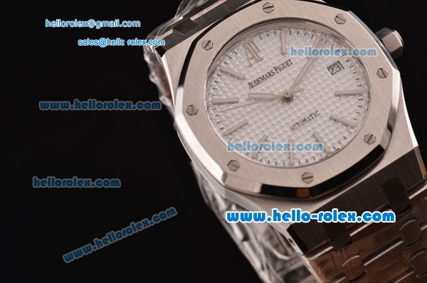 Audemars Piguet Royal Oak Swiss ETA 2836 Automatic Steel Case with Stick Markers and White Dial - Click Image to Close